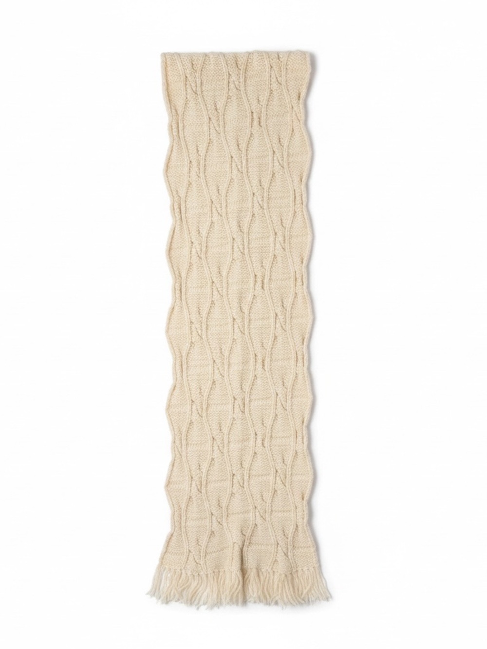 Carraig Donn 💯 Irish Merino Wool Braided Cable-Knit French Vanilla Scarf